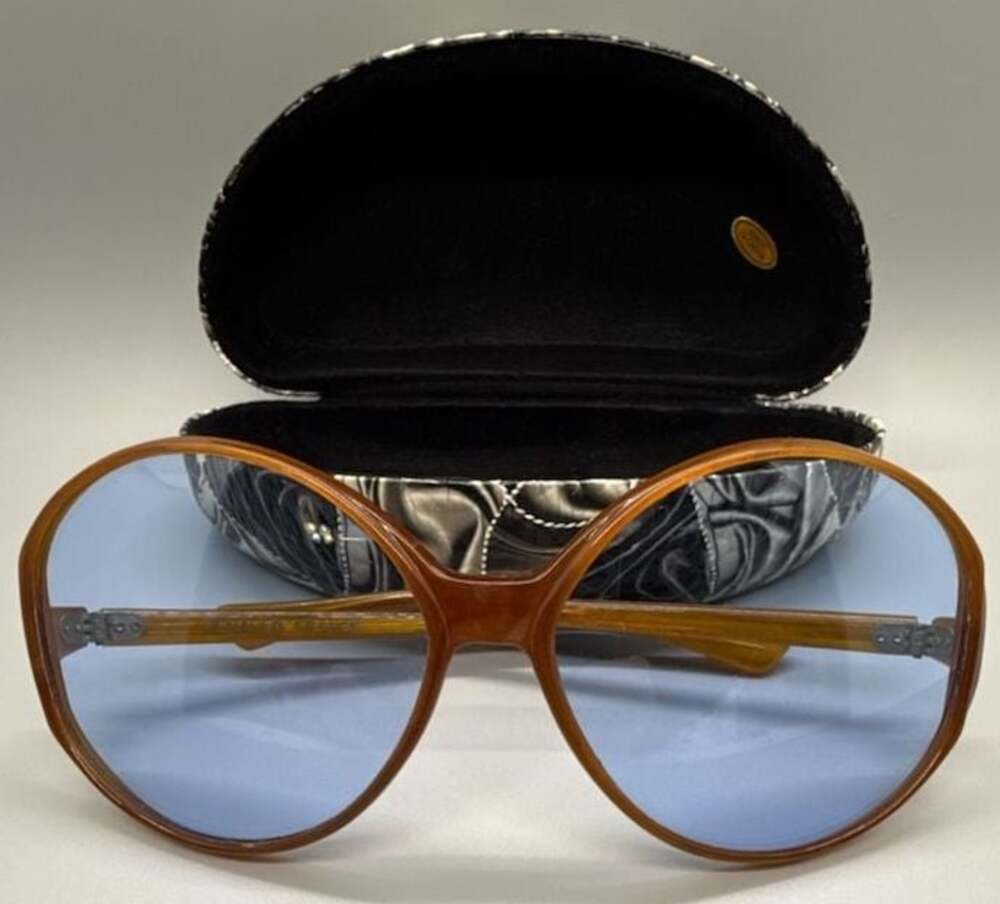 Renauld France Bug Eye Sunglasses Blue Tint Oversized Jackie O Vtg 70’s